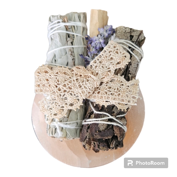 Peach Selenite Smudge Bowl Kit - Picture 1 of 5